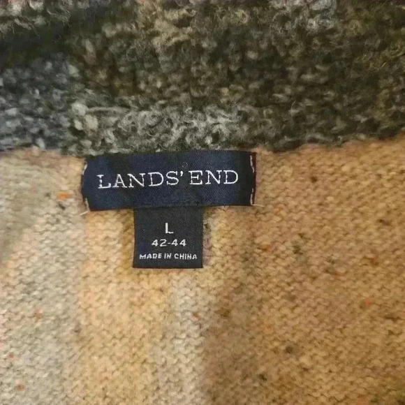 Lands End Womens Wool 1/4 Zip Long Sleeve Pullover Knit Sweater Tan Size Large - Picture 7 of 8